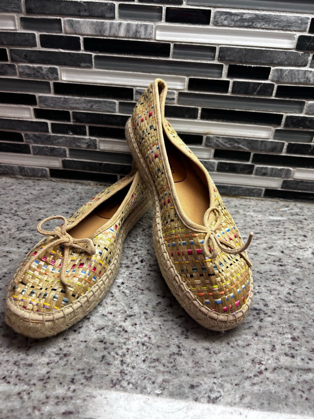 Patricia Green Woven Espadrille Ballet Flat in Natural Tan size 8